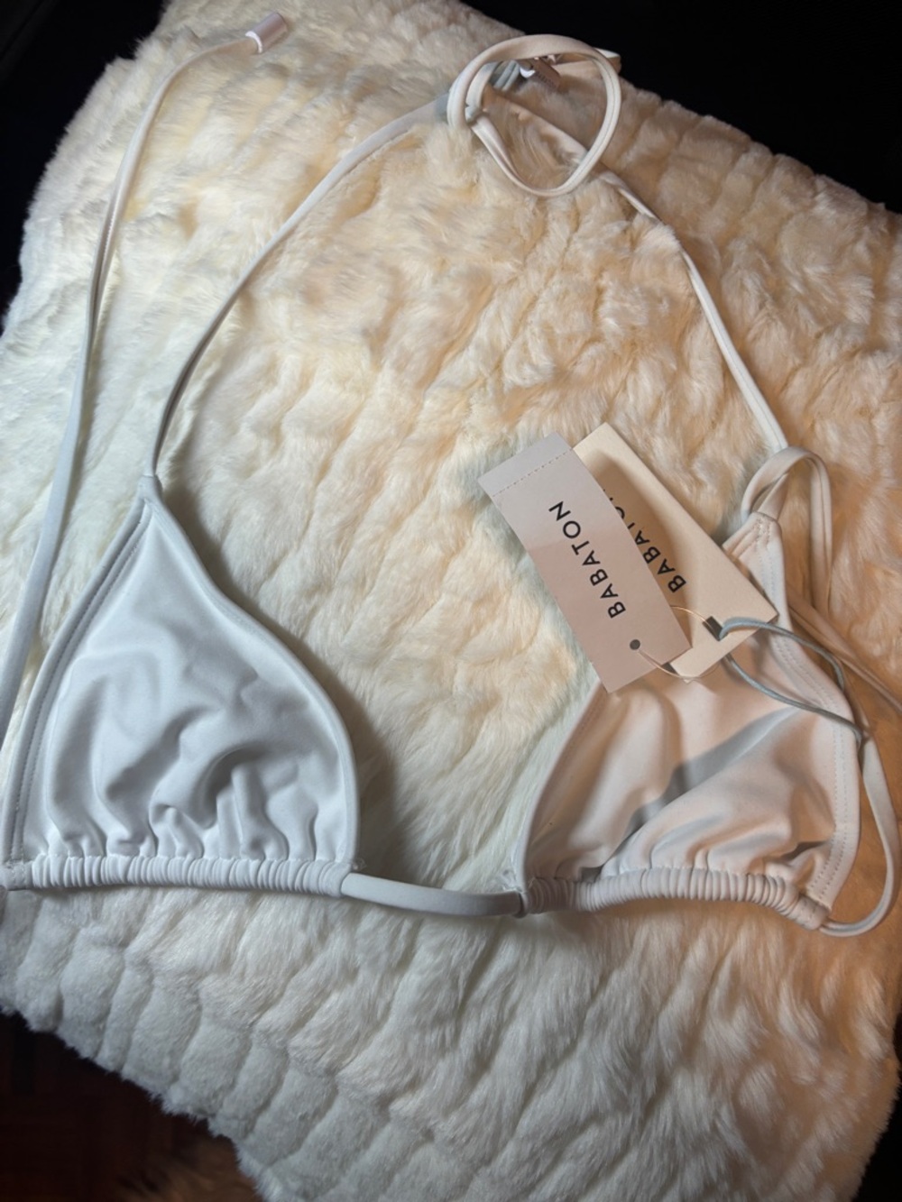 Babaton White Triangle Bandeau Bikini Top